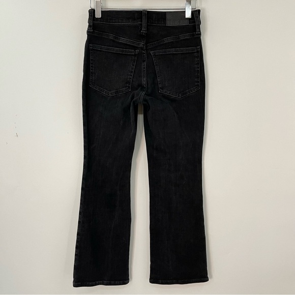 Madewell 25P Kick Out Crop Jeans petite black 0420 Midrise solid flare - Picture 7 of 12